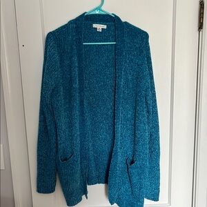 Blue Open-Front Cardigan Sweater